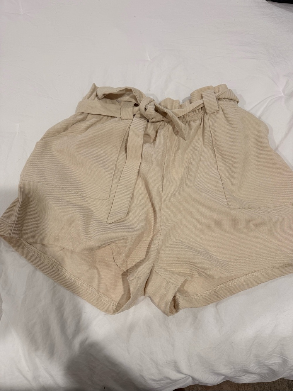NWOT Paperbag Shorts in Beige